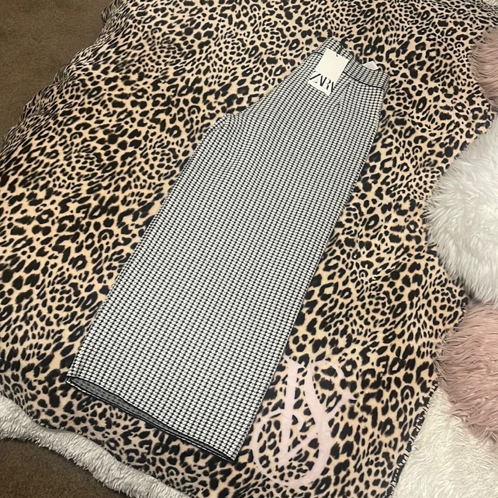 ZARA Houndstooth Print Wide Leg Pants 👖